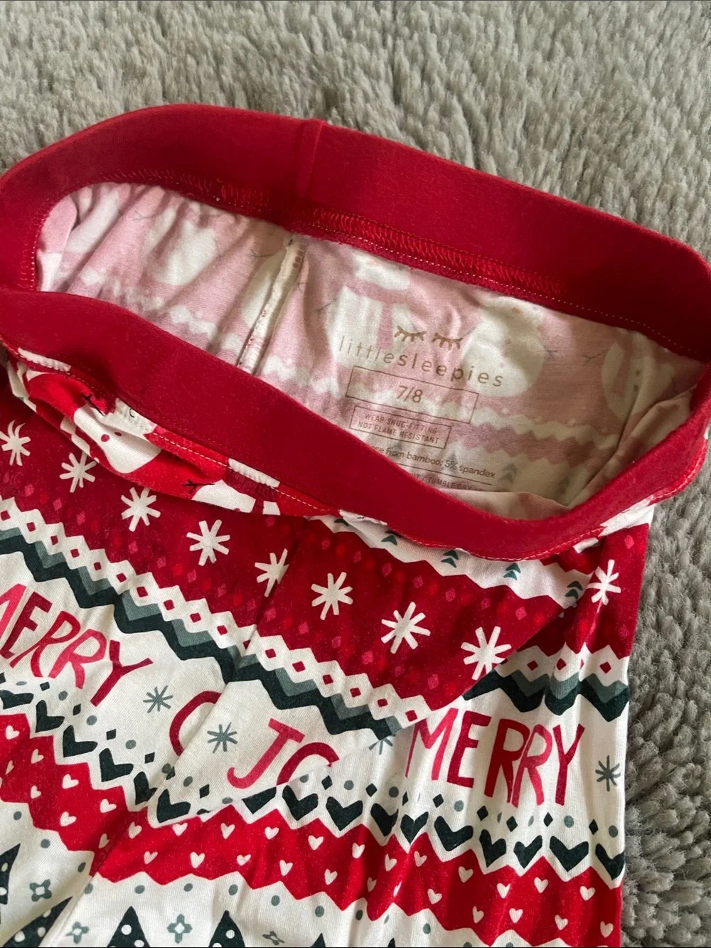 Ugly Christmas Sweater Red Holiday Pajama Set Snowman & Trees Sz 7/8